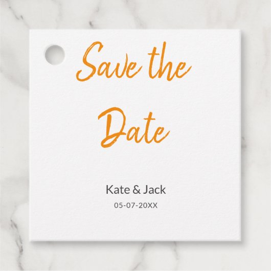 Moderne boho save the date voeg QR naam datum oran Bedankjes Labels (Voorkant)