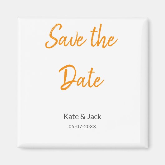 Moderne boho save the date voeg QR naam datum oran Magneet (Voorkant)