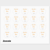 Moderne boho save the date voeg QR naam datum oran Ronde Sticker (Vel)