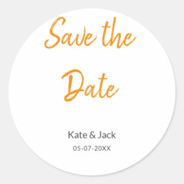 Moderne boho save the date voeg QR naam datum oran Ronde Sticker