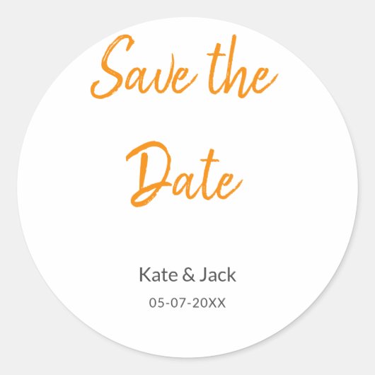 Moderne boho save the date voeg QR naam datum oran Ronde Sticker (Voorkant)