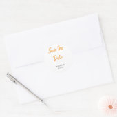 Moderne boho save the date voeg QR naam datum oran Ronde Sticker (Envelop)
