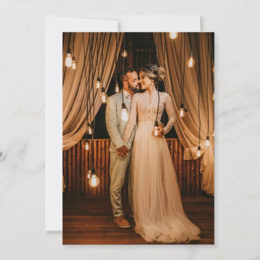 Moderne Boho Script Fotobruiloft Kaart (Achterkant)