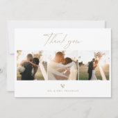 Moderne Boho Script Trouwfoto Dankkaart Bedankkaart (Voorkant)