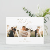 Moderne Boho Script Trouwfoto Dankkaart Bedankkaart (Staand voorkant)