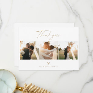 Moderne Boho Script Trouwfoto Dankkaart Bedankkaart