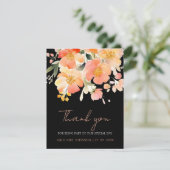 Moderne Boho Sinaasappel Perzik en Zwart Bloemen B Bedankkaart (Staand voorkant)