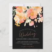 Moderne Boho Sinaasappel Perzik en Zwart Bloemen B Kaart (Voorkant)