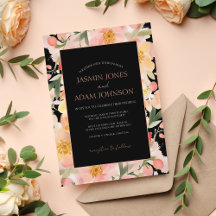 Moderne Boho Sinaasappel Perzik en Zwart Bloemen B