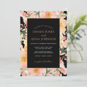 Moderne Boho Sinaasappel Perzik en Zwart Bloemen B Kaart (Staand voorkant)