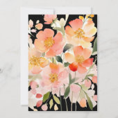 Moderne Boho Sinaasappel Perzik en Zwart Bloemen B Kaart (Achterkant)