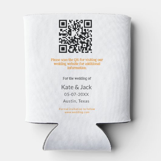 Moderne boho Sla de datum op Voeg QR-naamdatum toe Blikjeskoeler (Achterkant)