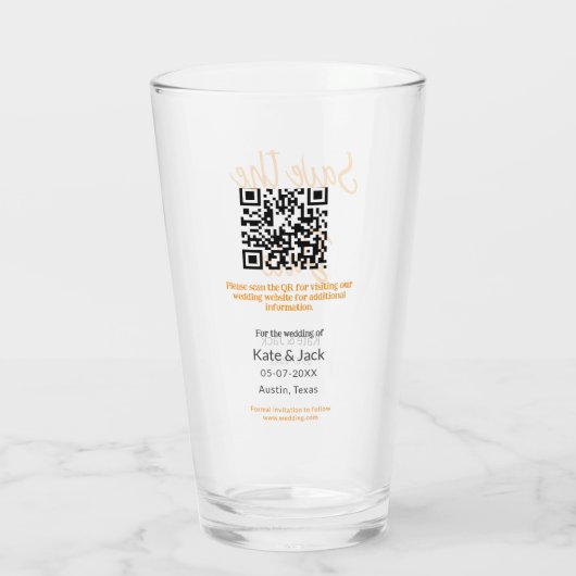 Moderne boho Sla de datum op Voeg QR-naamdatum toe Glas (Achterkant)