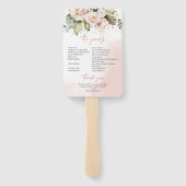 Moderne Boho stijl bruiloft programma Fan Blush Fl Handwaaier (Achterkant)