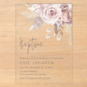 Moderne Boho Stof Roze & Blush Bloemendoop Acryl Uitnodigingen (Voorkant)