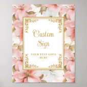Moderne boho stoffige roze bloemen goud 8x10 teken poster (Voorkant)
