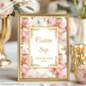 Moderne boho stoffige roze bloemen goud 8x10 teken poster