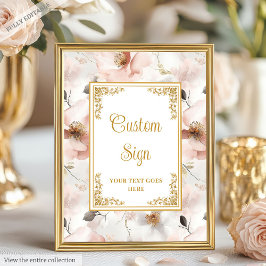 Moderne boho stoffige roze bloemen goud 8x10 teken poster