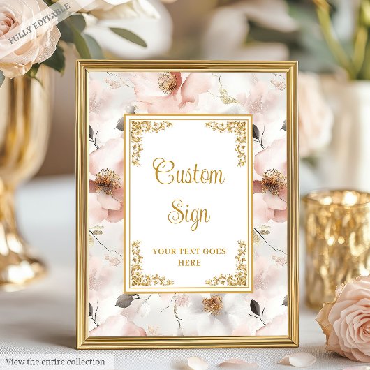 Moderne boho stoffige roze bloemen goud 8x10 teken poster