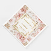 Moderne boho stoffige roze gouden bloemen bruiloft servet (Hoek)