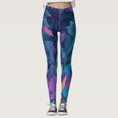 Moderne Boho Summer Leaves Botanische Tuin Bloemen Leggings (Voorkant)