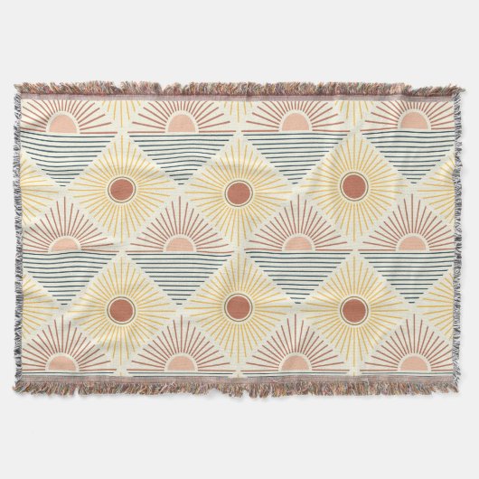 Moderne Boho Sun katoenen franje gooien deken (Voorkant)