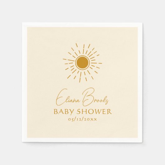 Moderne Boho Sunshine | Beige Baby showers servett Servet (Voorkant)