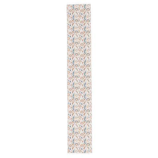 Moderne Boho Table Runner gedempte regenboogpatron Lange Tafelloper (Voorkant)