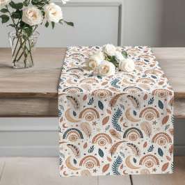 Moderne Boho Table Runner gedempte regenboogpatron Lange Tafelloper