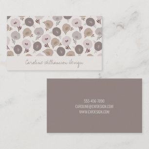 Moderne Boho Taupe Blush Grijs Botanische Bloemen Visitekaartje