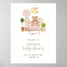 Moderne Boho Teddibeer Babykamer Baby Shower Welko Poster