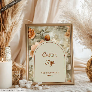 Moderne Boho Terracotta Beige Olijf Bloemstuk Aang Poster