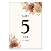 Moderne Boho Terracotta Bloemen Trouwtafel Nummer Kaart (Voorkant)