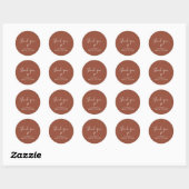 Moderne Boho Terracotta Bruidsfeest Dank Je Ronde Sticker (Vel)