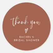 Moderne Boho Terracotta Bruidsfeest Dank Je Ronde Sticker (Voorkant)