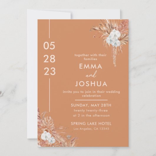 Moderne Boho Terracotta bruiloft Kaart (Voorkant)