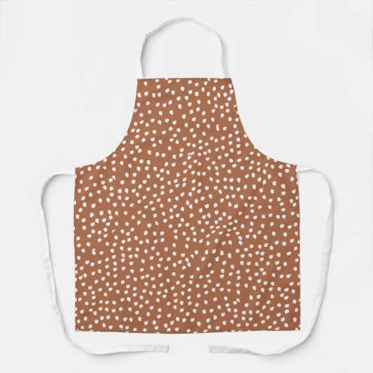 Moderne Boho terracotta bruine polka stip Schort (Voorkant)