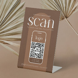 Moderne Boho Terracotta Business Scannable QR-code Reclamebord Met Voetstuk