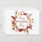 Moderne Boho Terracotta Floral Happy Wedding Day Kaart (Voorkant)