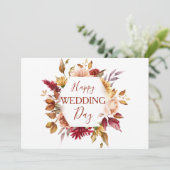 Moderne Boho Terracotta Floral Happy Wedding Day Kaart (Staand voorkant)