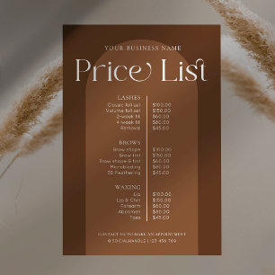 Moderne Boho Terracotta Haar Nagels Salon Prijslij Poster