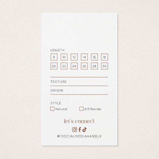 Moderne Boho Terracotta Haarextensies Hang Label Visitekaartje (Achterkant)