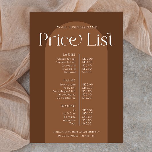 Moderne Boho Terracotta Haarnagels Salon prijslijs