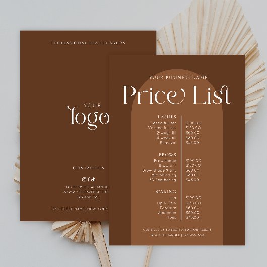 Moderne Boho Terracotta Haarnagels Salon prijslijs