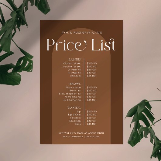 Moderne Boho Terracotta Haarnagels Salon prijslijs Poster