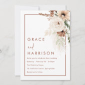 Moderne Boho Terracotta Herfst Grens Huwelijk Kaart (Voorkant)