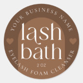 Moderne Boho Terracotta Lash Badschuim Cleanser Ronde Sticker (Voorkant)