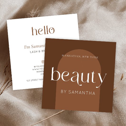 Moderne Boho Terracotta Lash Brows Schoonheidsspec Vierkante Visitekaartje
