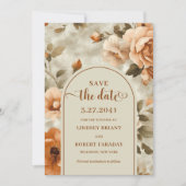 Moderne Boho Terracotta Olijf Bloem Save The Date Kaart (Voorkant)