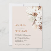 moderne boho terracotta pampas - bruiloft kaart (Voorkant)